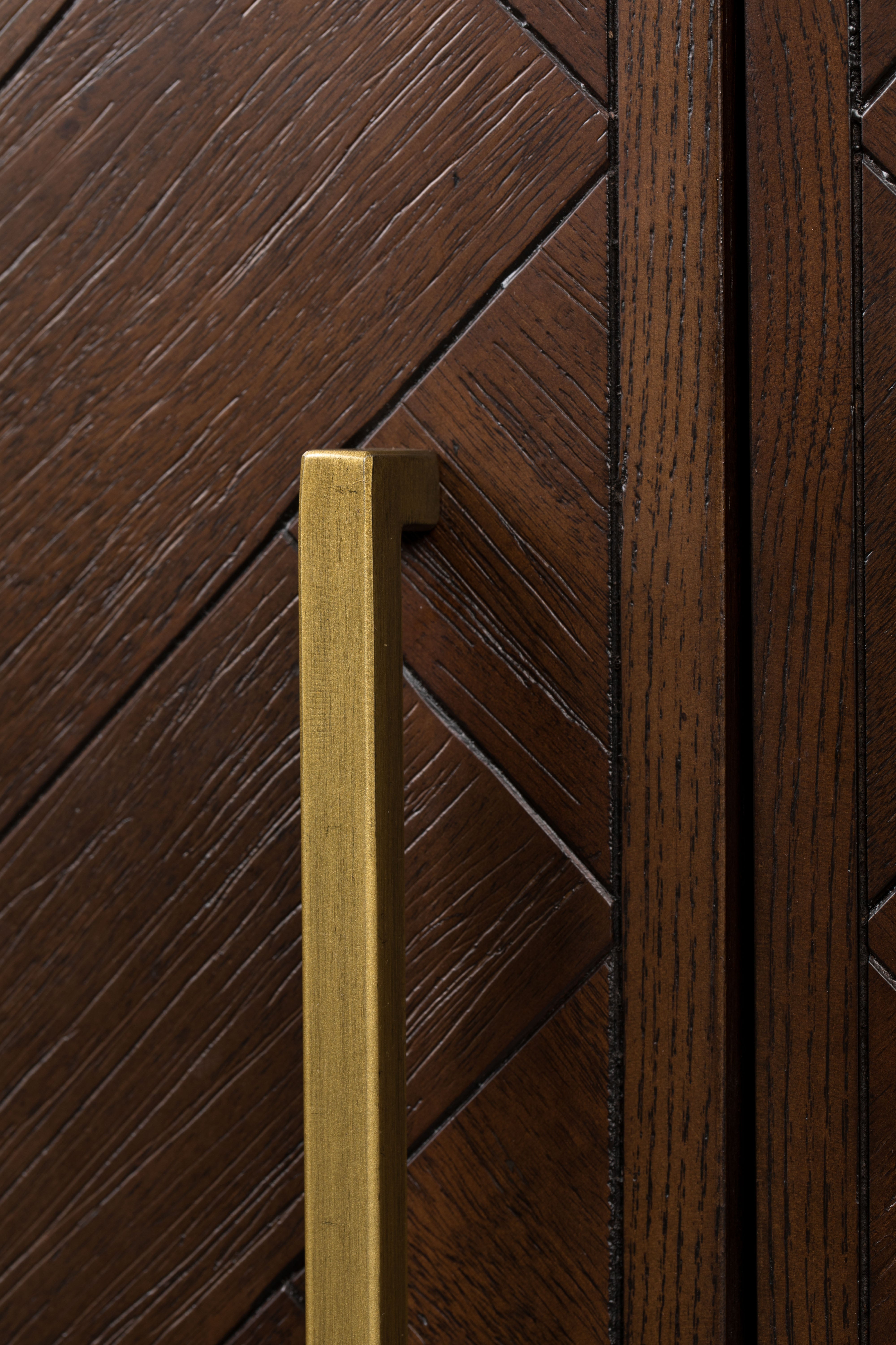 Dutchbone Class Herringbone Brown Acacia Wood Drinks Cabinet